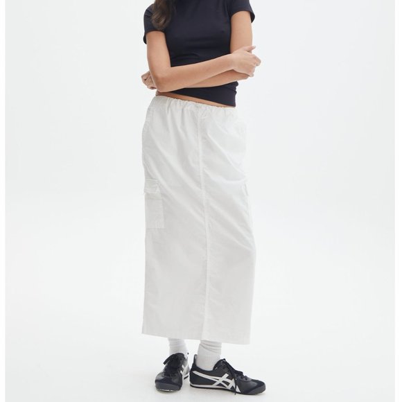 Glassons Skirts Glassons Cotton Cargo Midi Skirt In Milk White